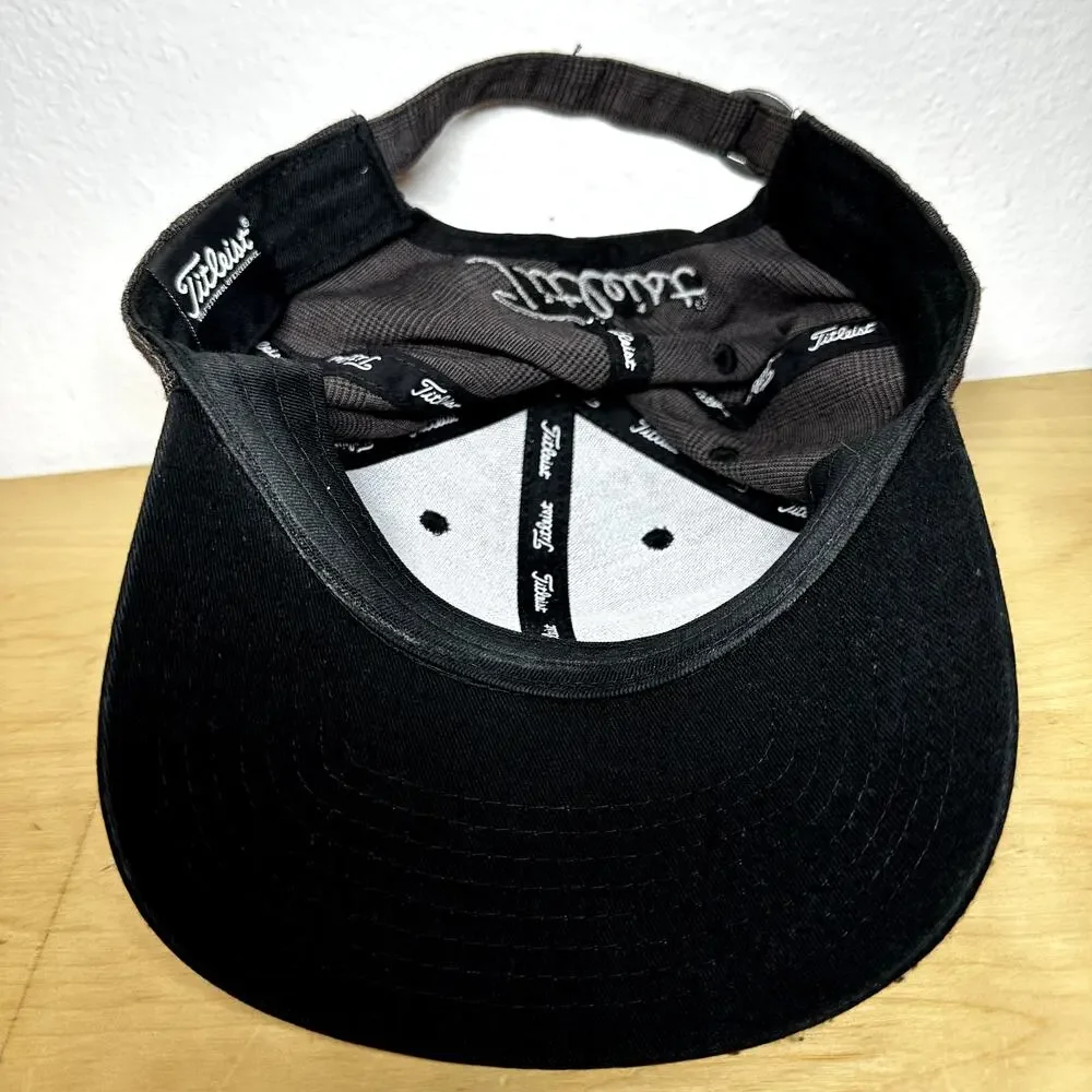 Titleist Baseball Hat Spell Out Logo Plaid Pattern Embroidered Front Strap back